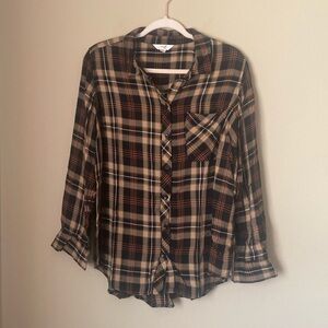 Terra & Sky Plaid Flannel Long Sleeve Shirt 0X